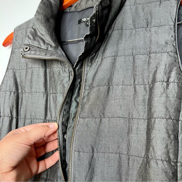 NIC+ZOE Womens Lyocell Metallic Silver Vest Lightweight Gray Cinched Waist Large - Picture 10 of 16